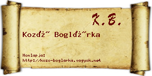 Kozó Boglárka névjegykártya